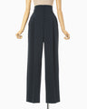 Acetate Polyester High Waisted Trousers - navy