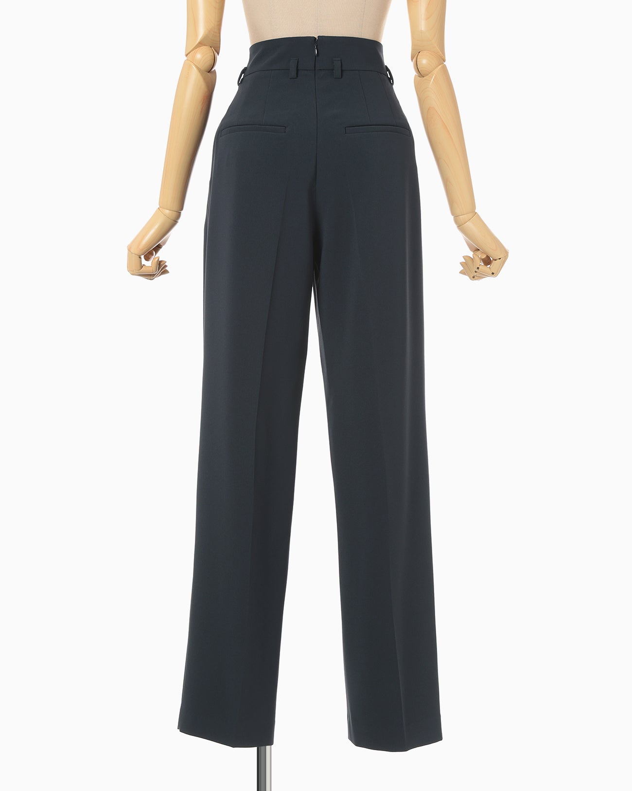 Acetate Polyester High Waisted Trousers - navy - Mame Kurogouchi