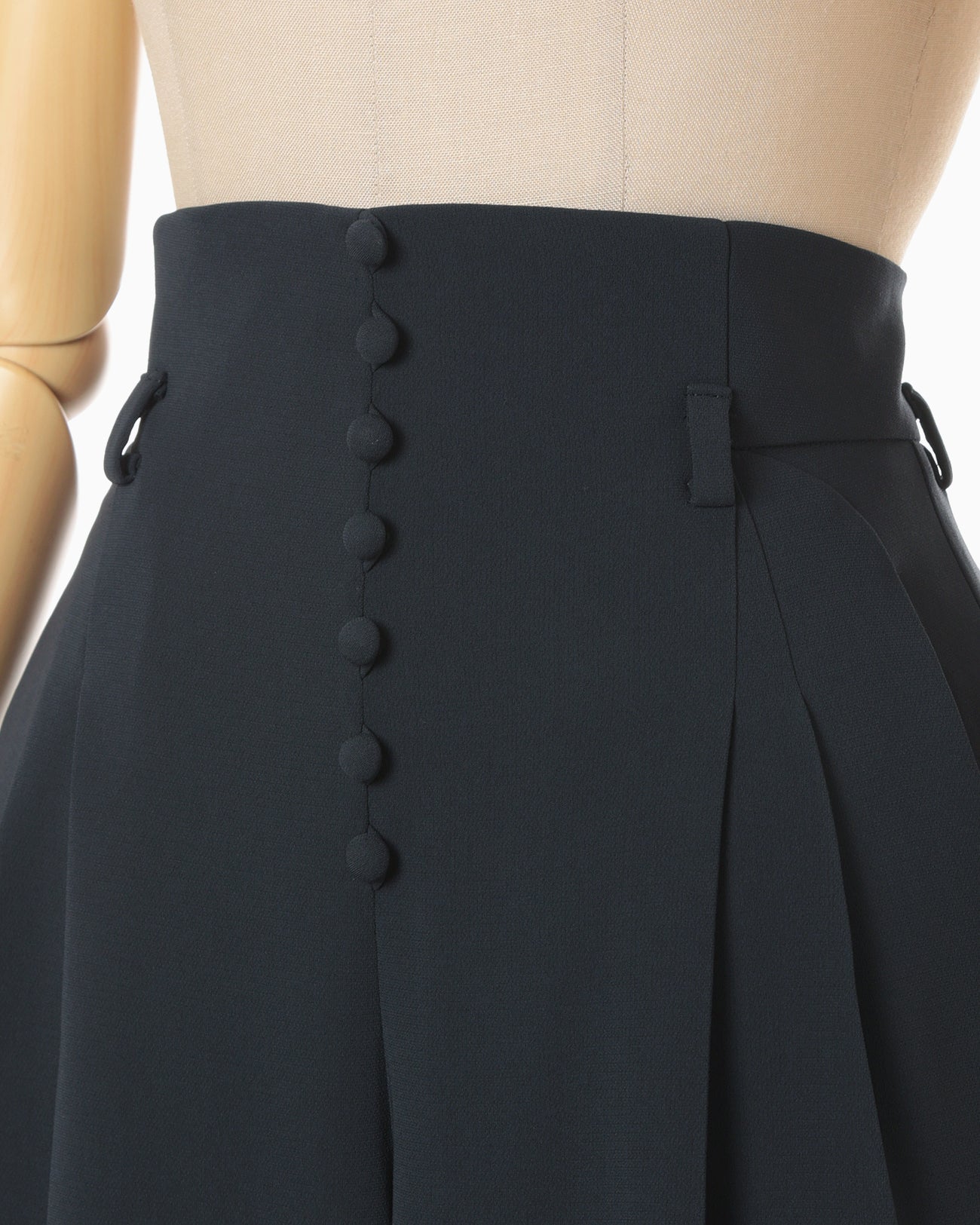Acetate Polyester High Waisted Trousers - navy - Mame Kurogouchi display picture 1