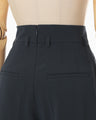 Acetate Polyester High Waisted Trousers - navy