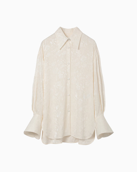 Floral Jacquard Shirt - ecru
