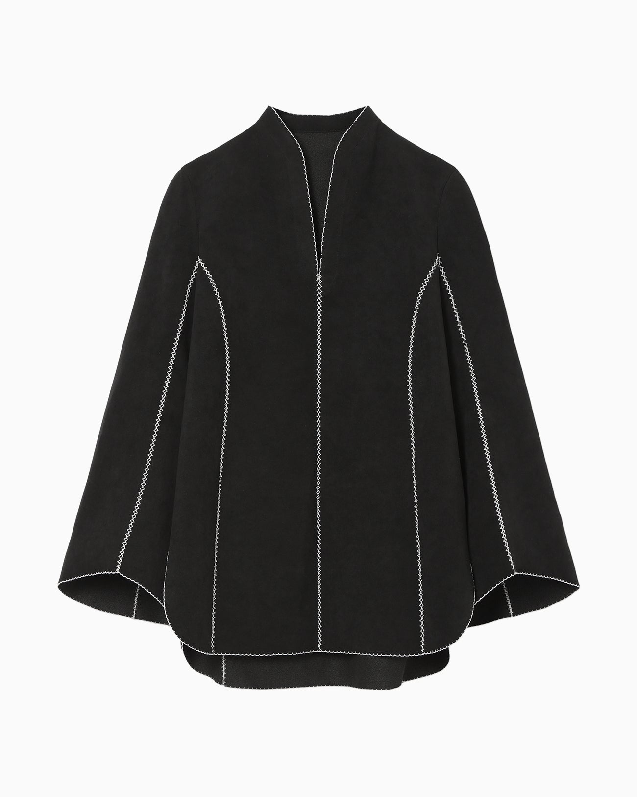 Synthetic Leather Fancy Ftitch Top - black