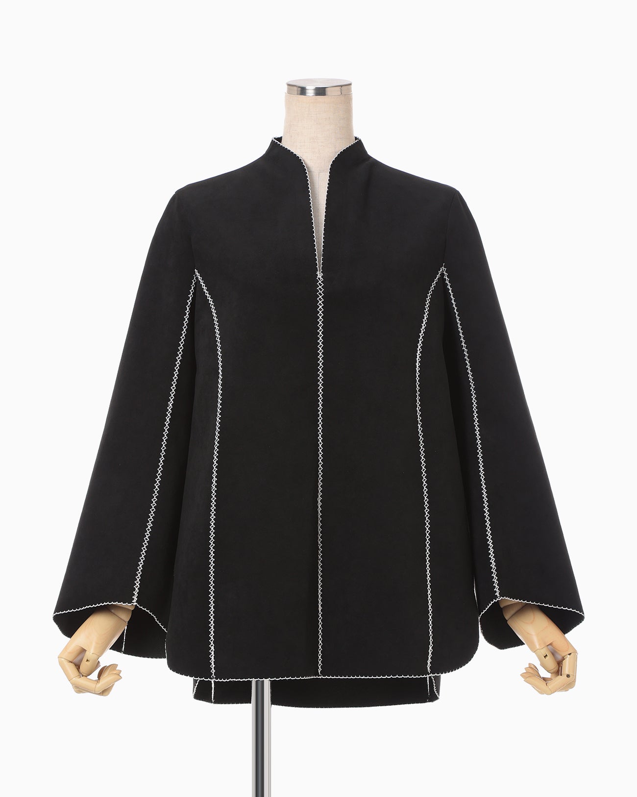 Synthetic Leather Fancy Ftitch Top - black