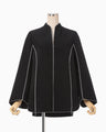 Synthetic Leather Fancy Ftitch Top - black
