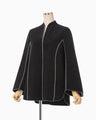 Synthetic Leather Fancy Ftitch Top - black