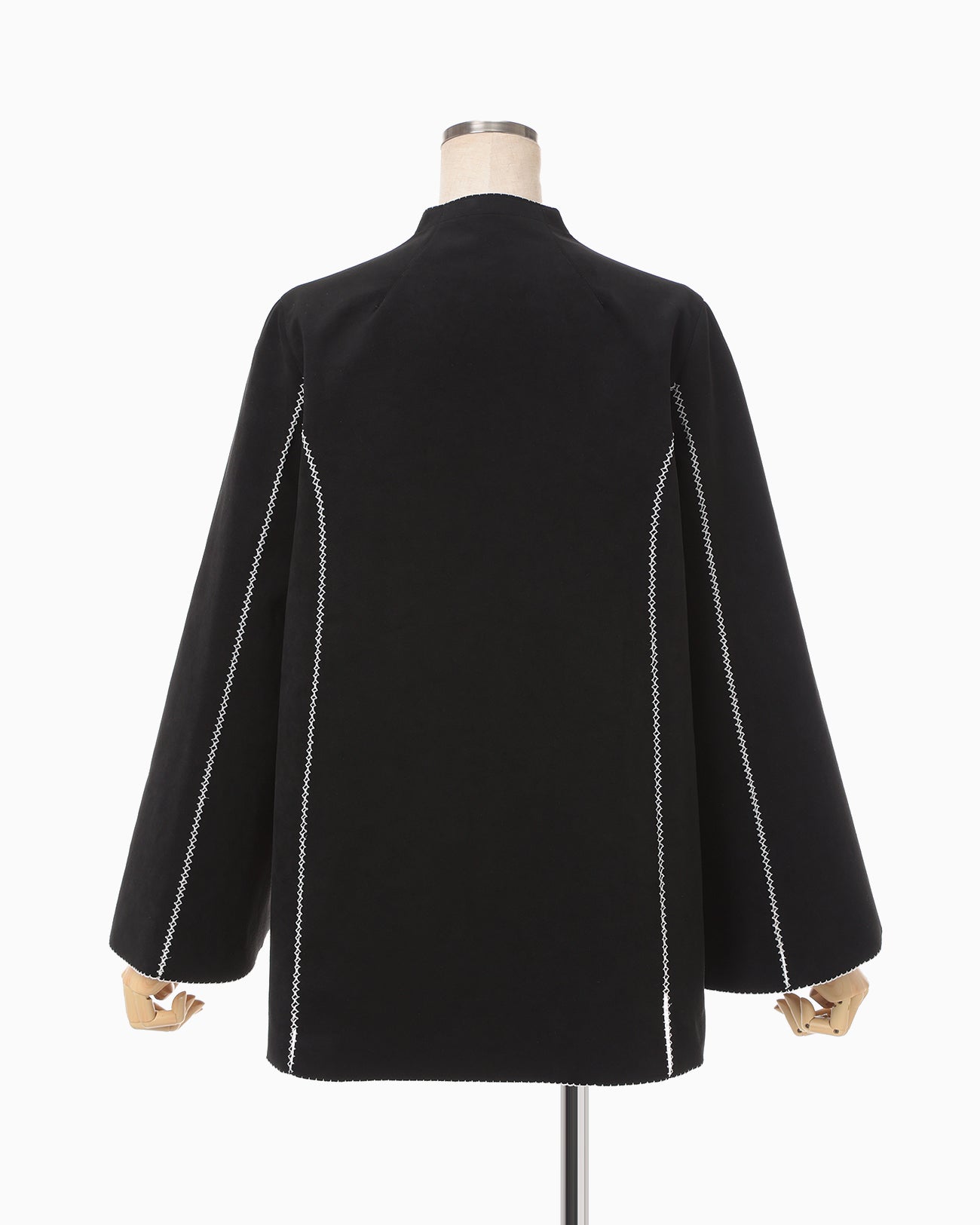 Synthetic Leather Fancy Ftitch Top - black