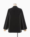 Synthetic Leather Fancy Ftitch Top - black