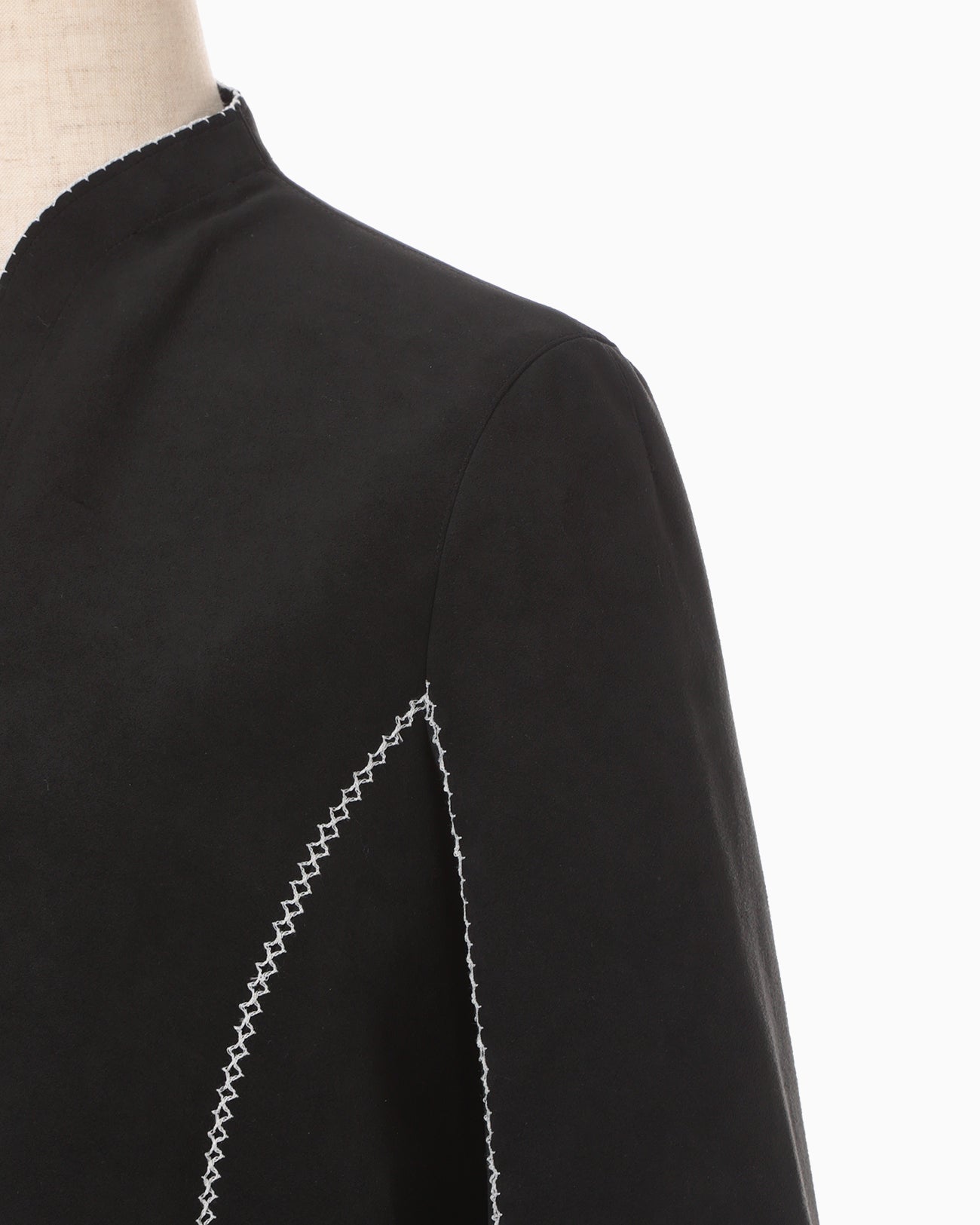 Synthetic Leather Fancy Ftitch Top - black