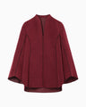 Synthetic Leather Fancy Ftitch Top - bordeaux