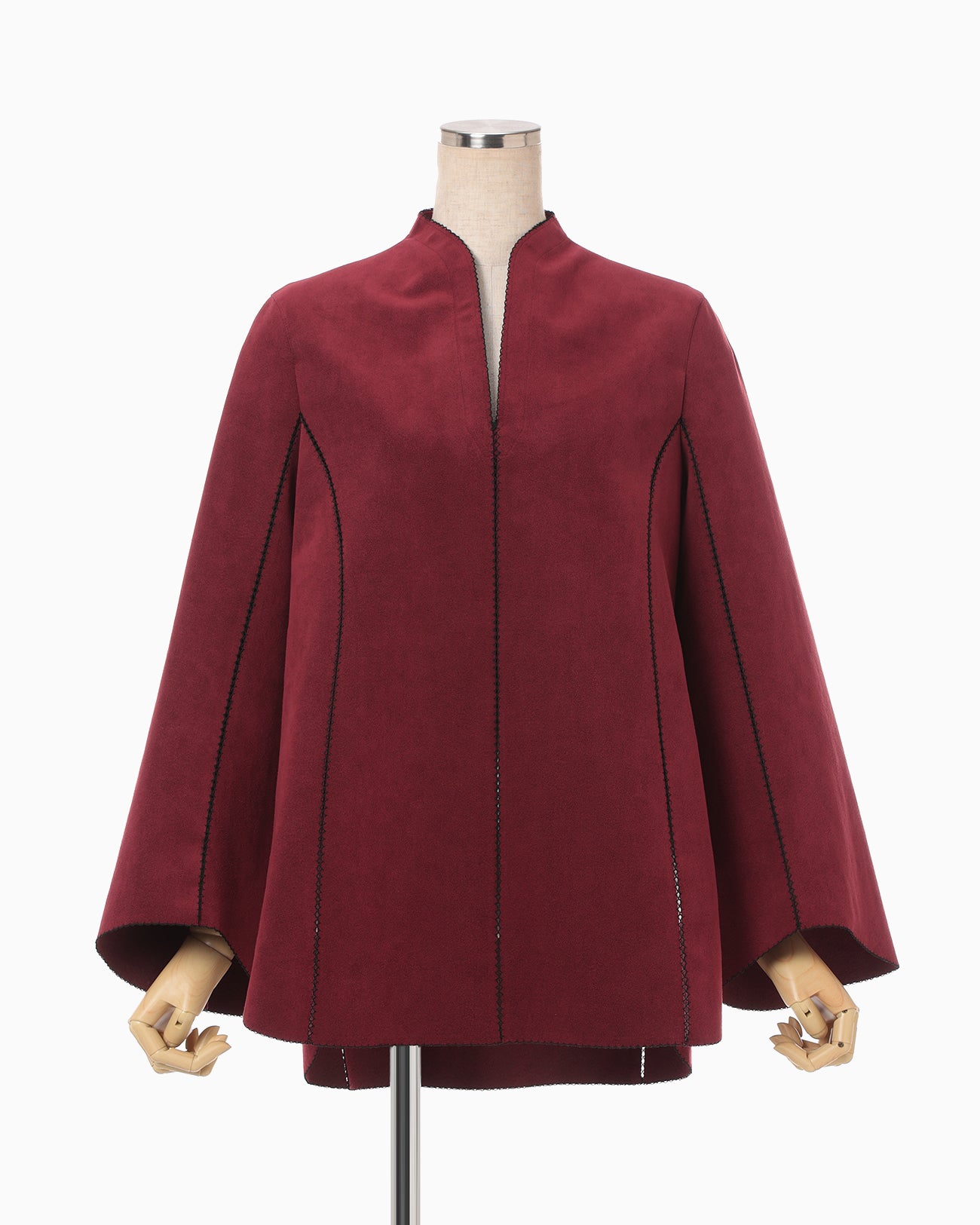 Synthetic Leather Fancy Ftitch Top - bordeaux