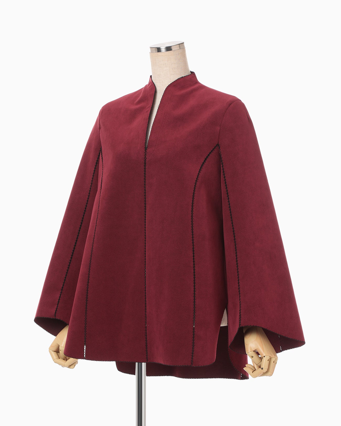 Synthetic Leather Fancy Ftitch Top - bordeaux
