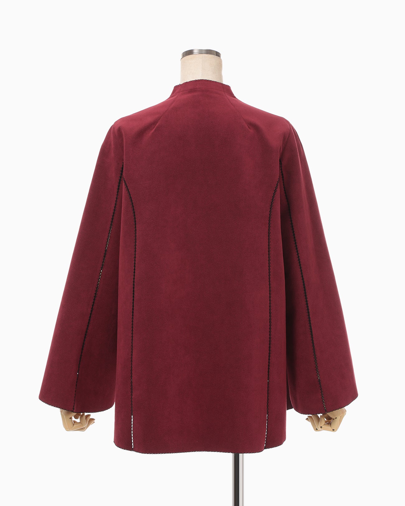 Synthetic Leather Fancy Ftitch Top - bordeaux