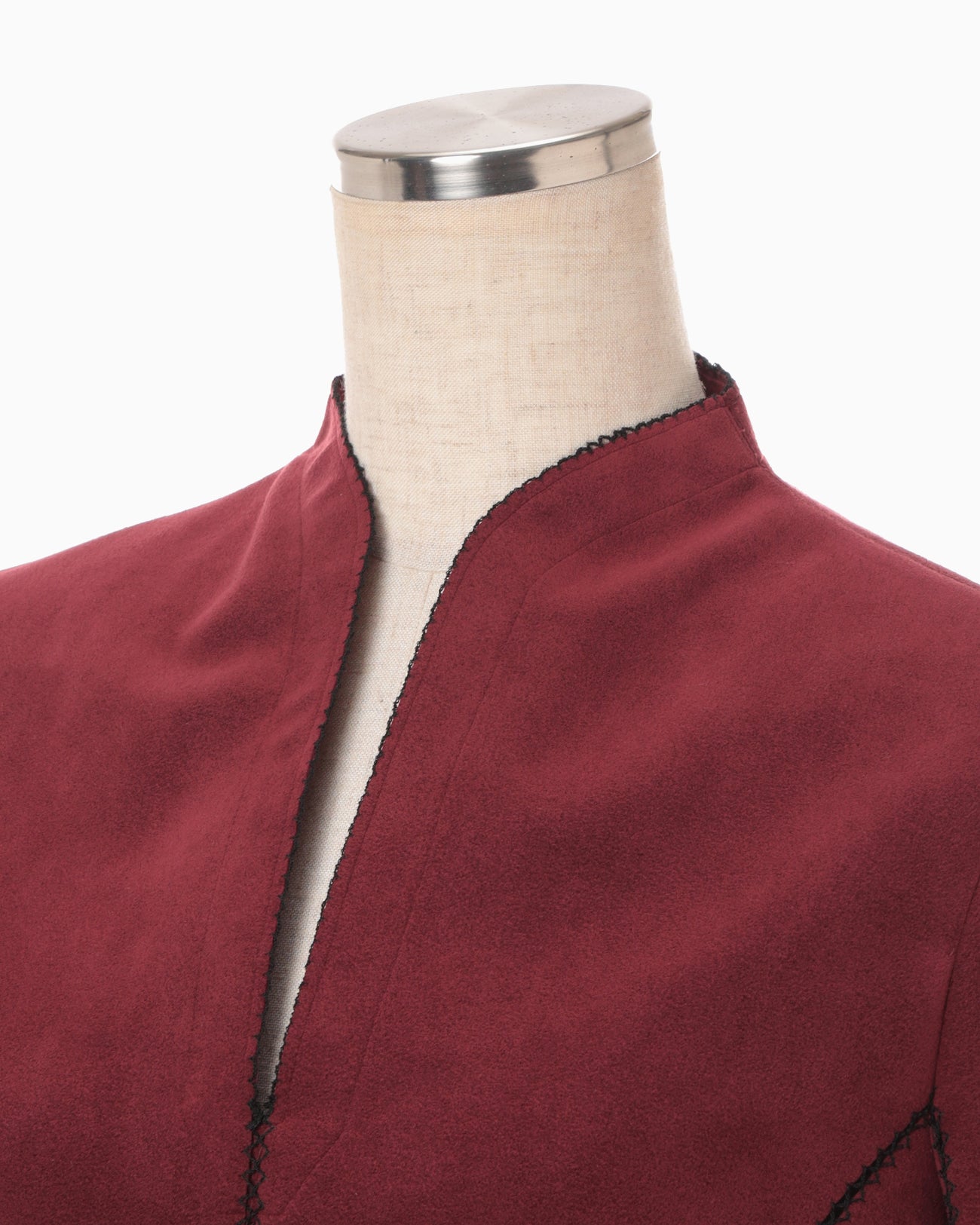 Synthetic Leather Fancy Ftitch Top - bordeaux