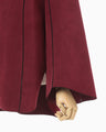 Synthetic Leather Fancy Ftitch Top - bordeaux