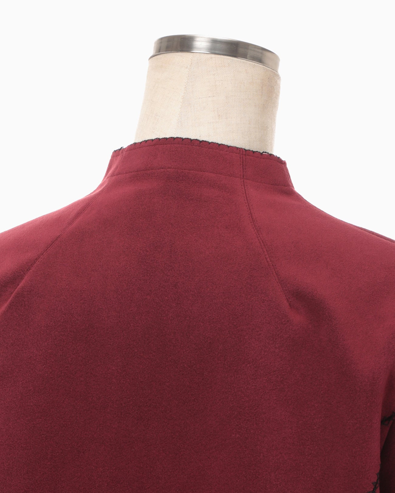 Synthetic Leather Fancy Ftitch Top - bordeaux