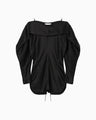 Embossed Leather Motif Triacetate Top - black