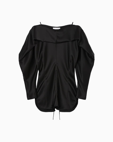 Embossed Leather Motif Triacetate Top - black