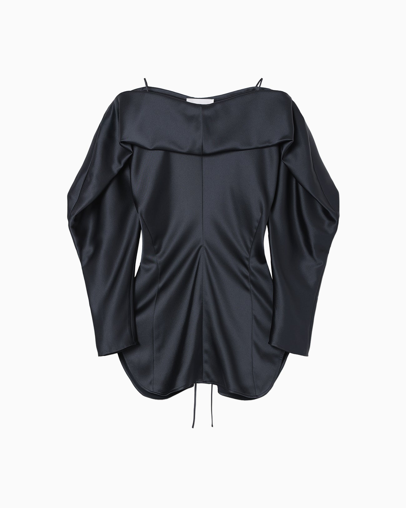 Embossed Leather Motif Triacetate Top - navy