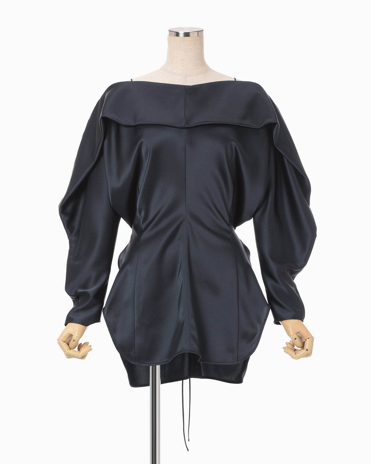 Embossed Leather Motif Triacetate Top - navy