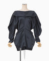 Embossed Leather Motif Triacetate Top - navy