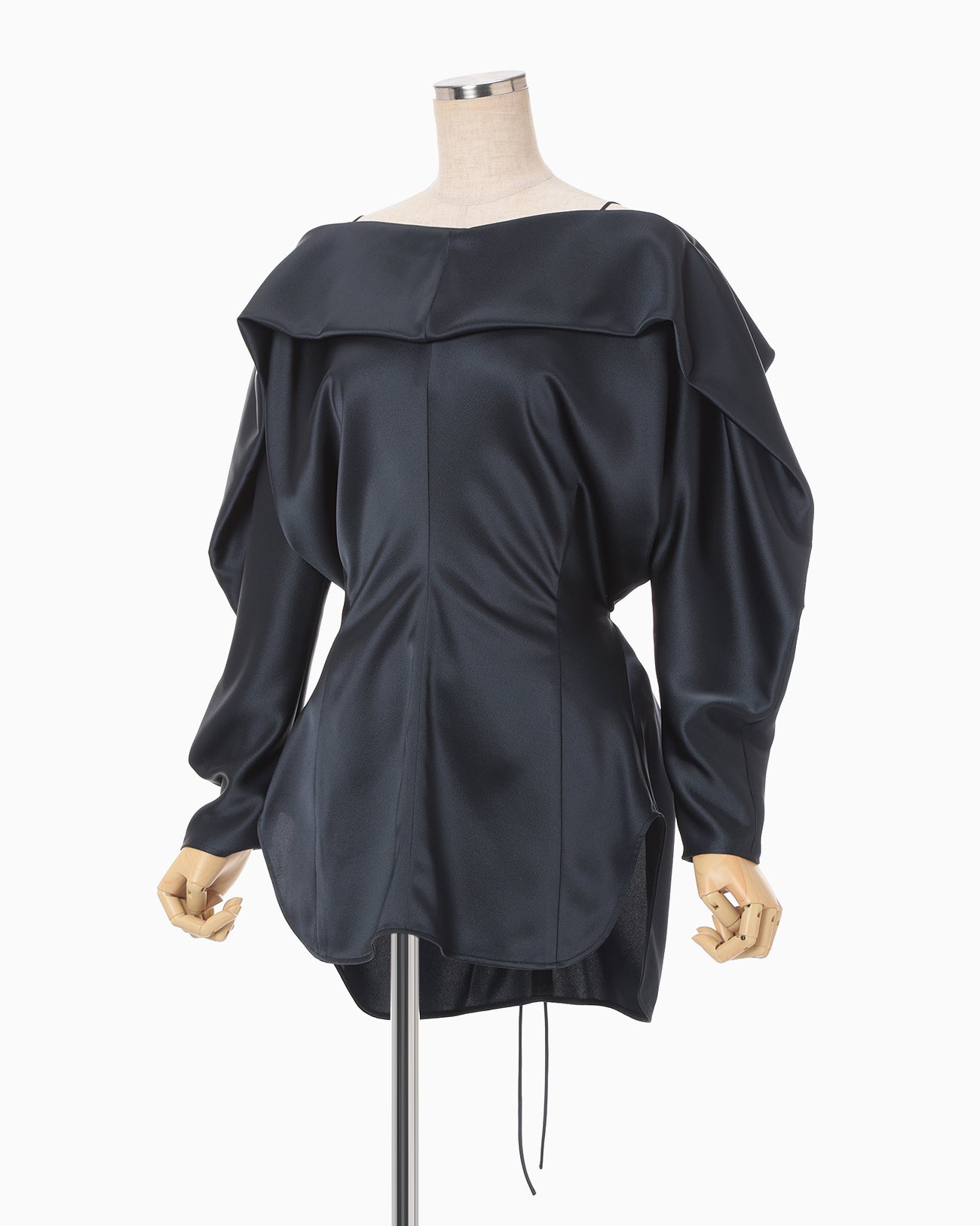 Embossed Leather Motif Triacetate Top - navy