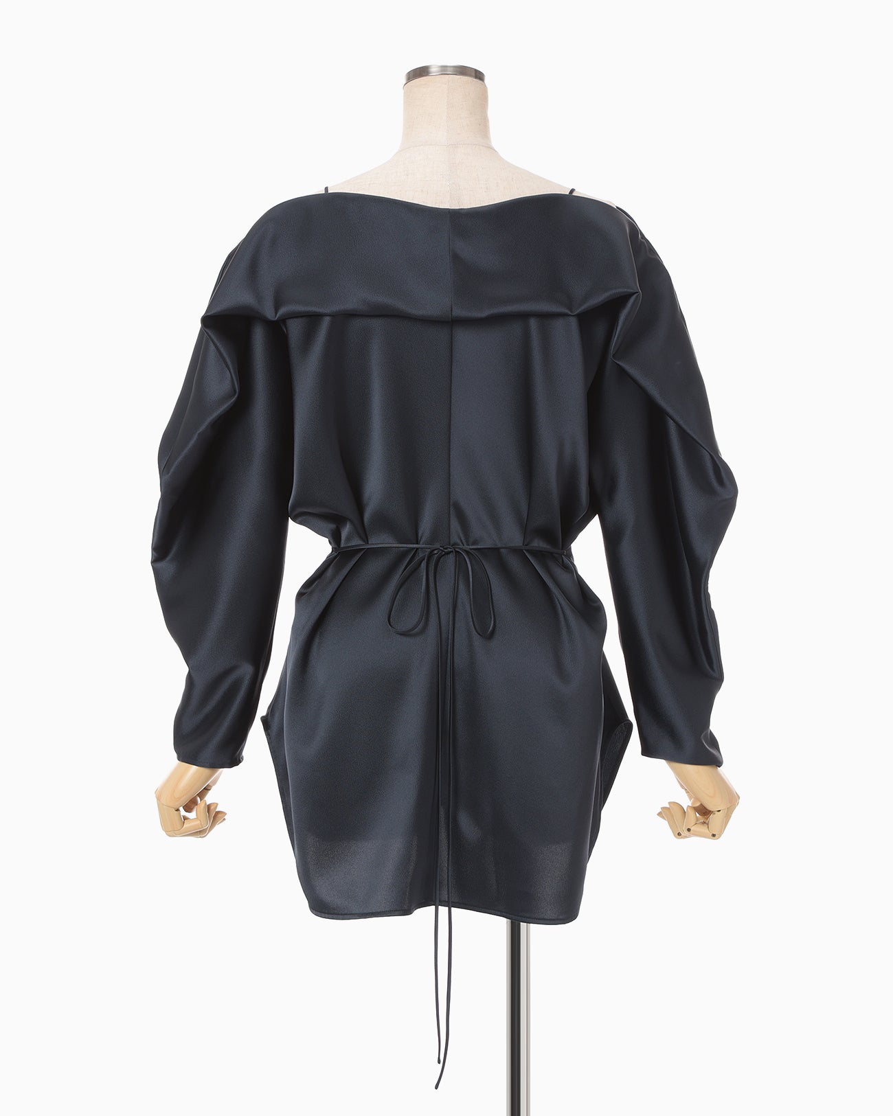 Embossed Leather Motif Triacetate Top - navy