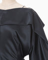 Embossed Leather Motif Triacetate Top - navy