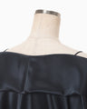 Embossed Leather Motif Triacetate Top - navy