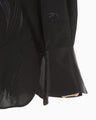 Silk Cupra Floral Embroidery Open Collar Shirt - black