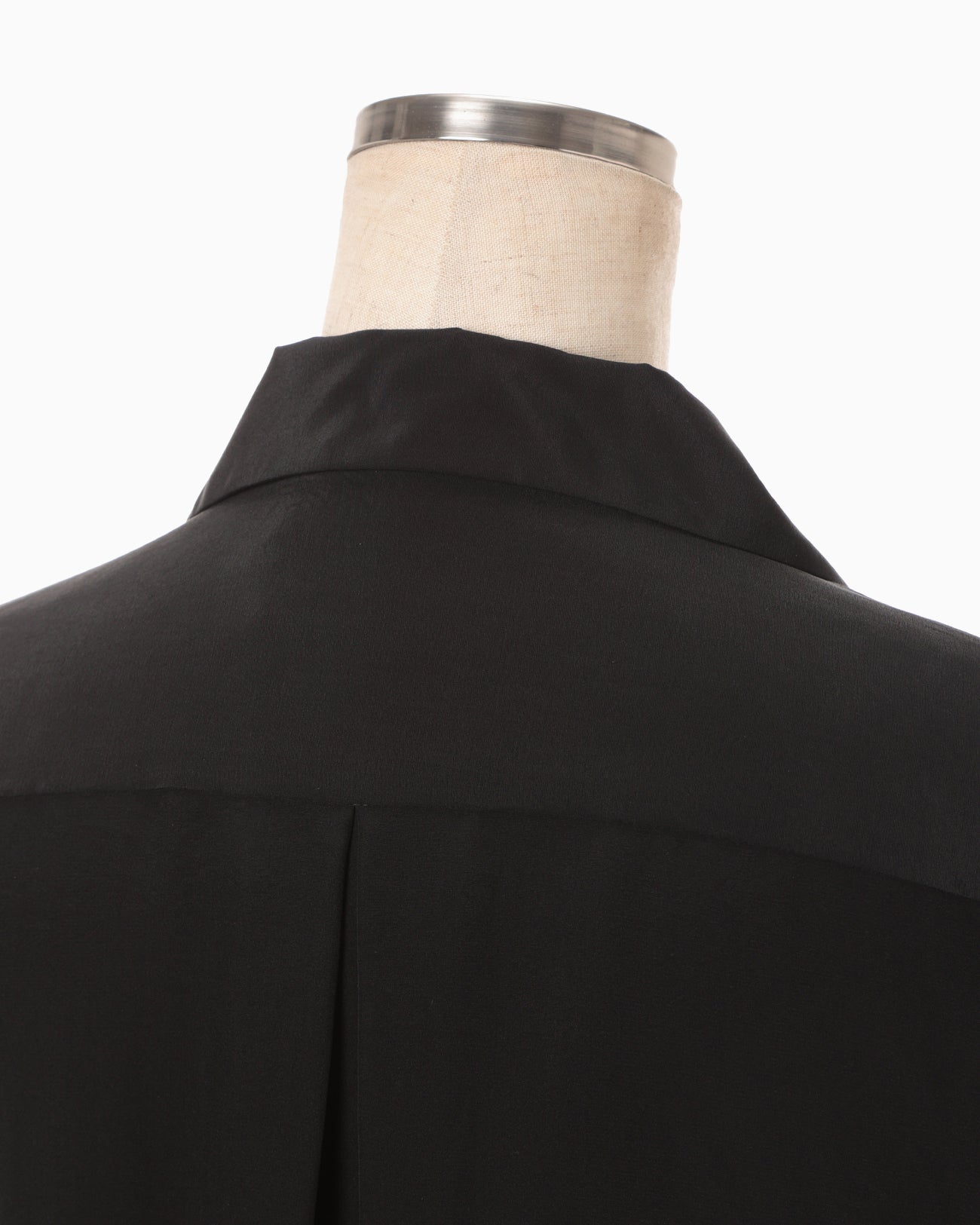 Silk Cupra Floral Embroidery Open Collar Shirt - black