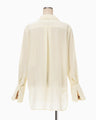 Silk Cupra Floral Embroidery Open Collar Shirt - ecru