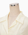 Silk Cupra Floral Embroidery Open Collar Shirt - ecru