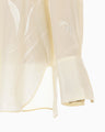 Silk Cupra Floral Embroidery Open Collar Shirt - ecru
