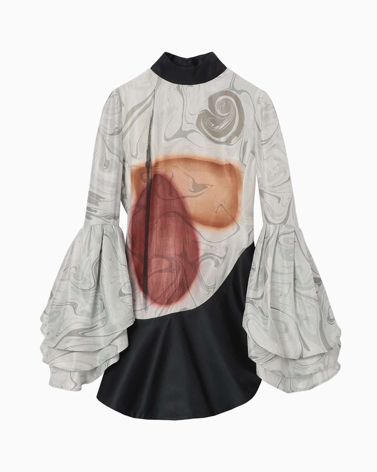 Silk Wool Marbling Tunic - grey