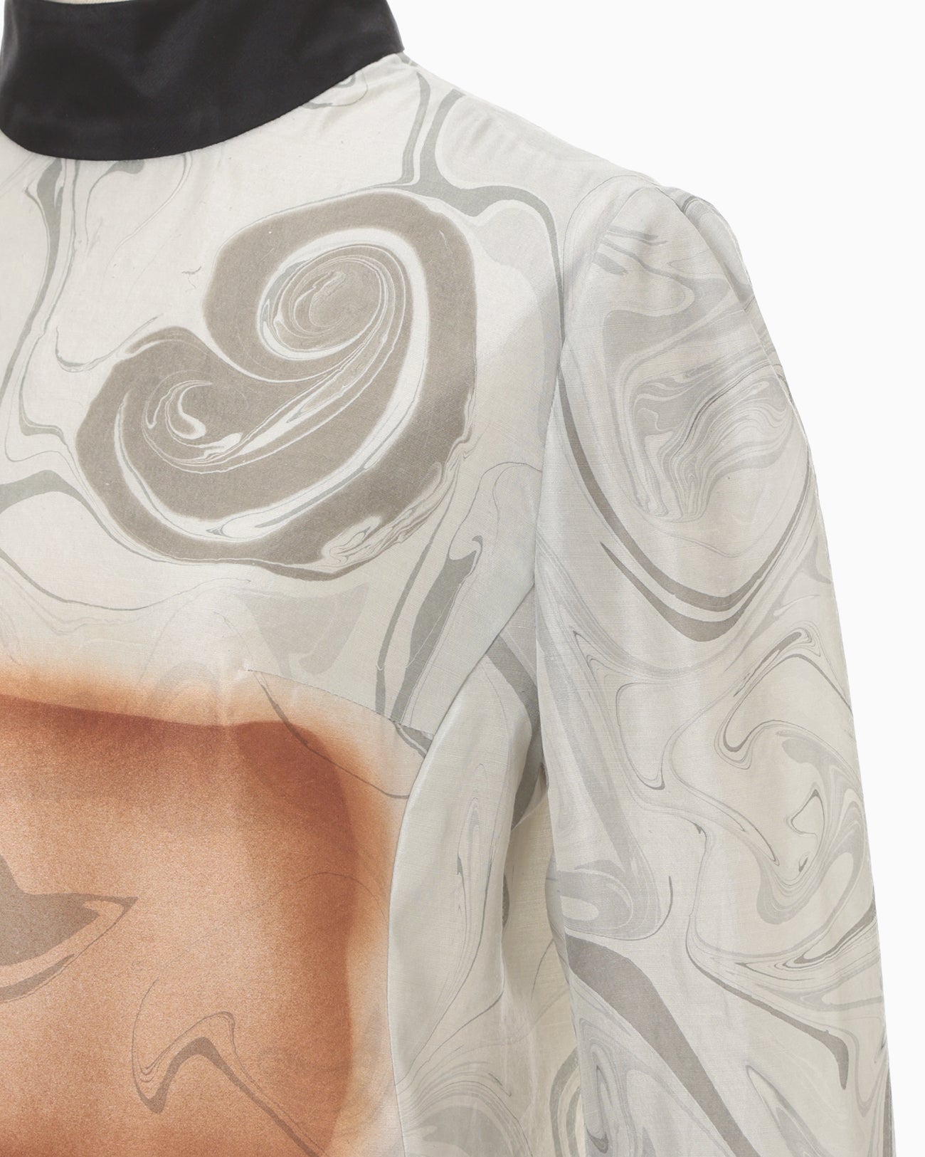 Silk Wool Marbling Tunic - grey