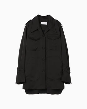 Triacetate Satin Military Style Jackt - black