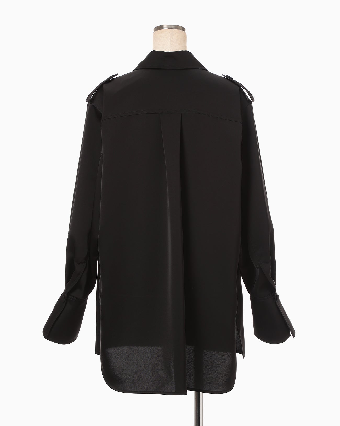 Triacetate Satin Military Style Jackt - black
