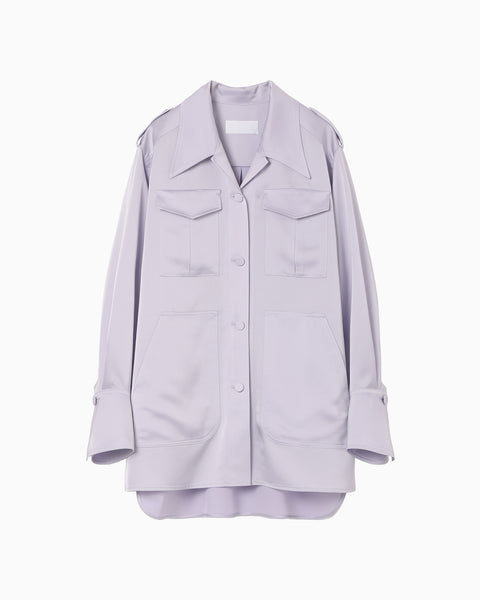 Triacetate Satin Military Style Jackt - purple