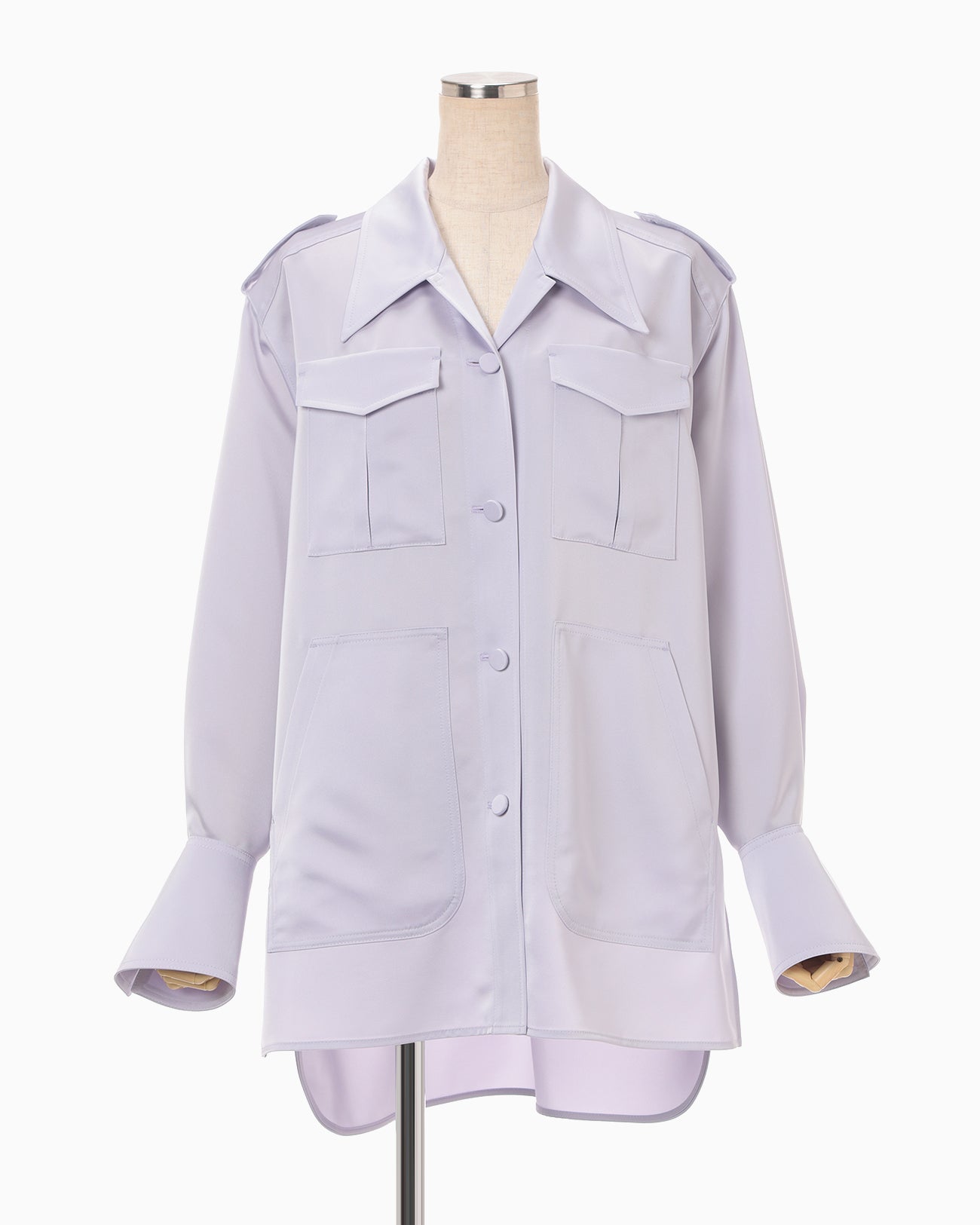 Triacetate Satin Military Style Jackt - purple