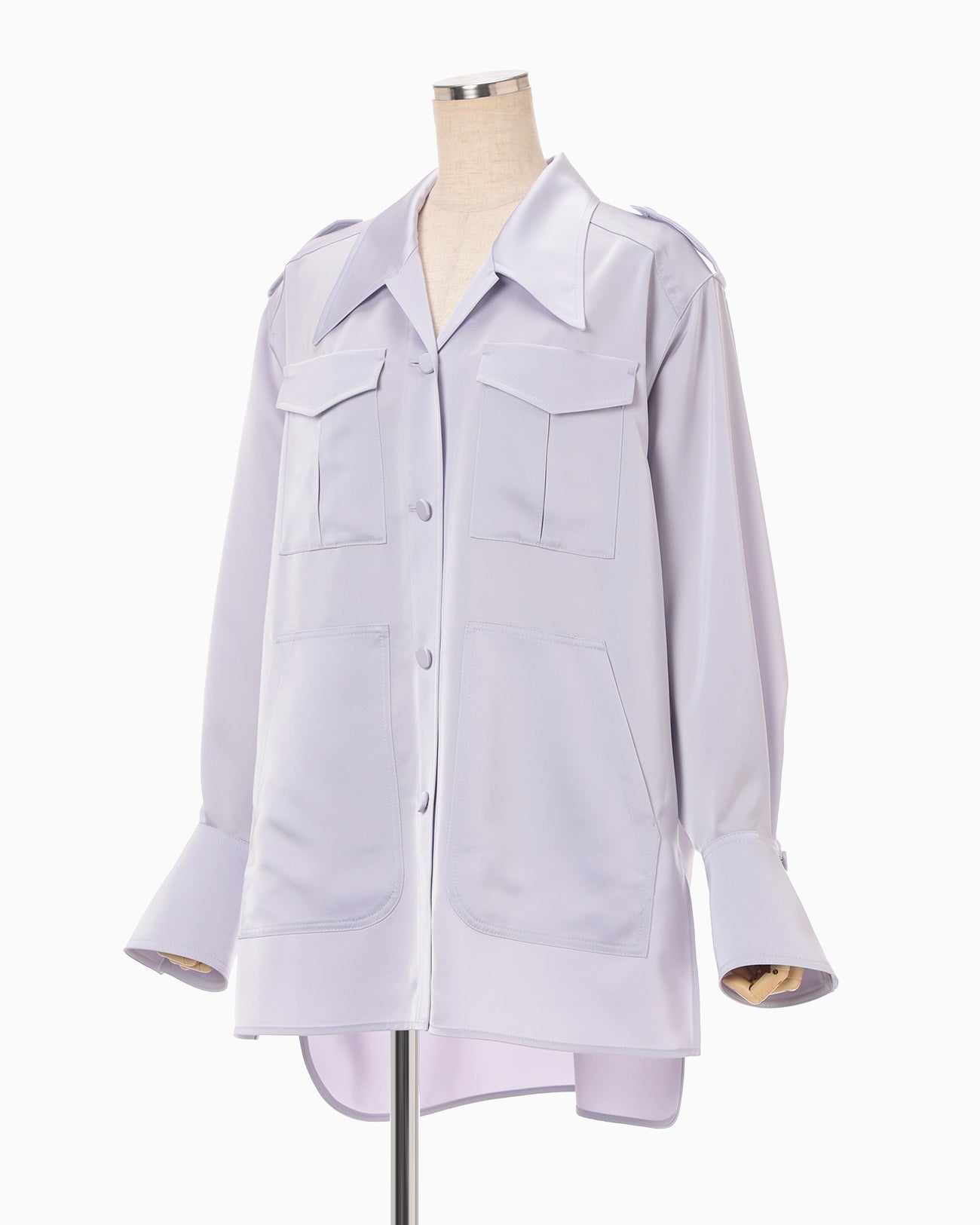 Triacetate Satin Military Style Jackt - purple