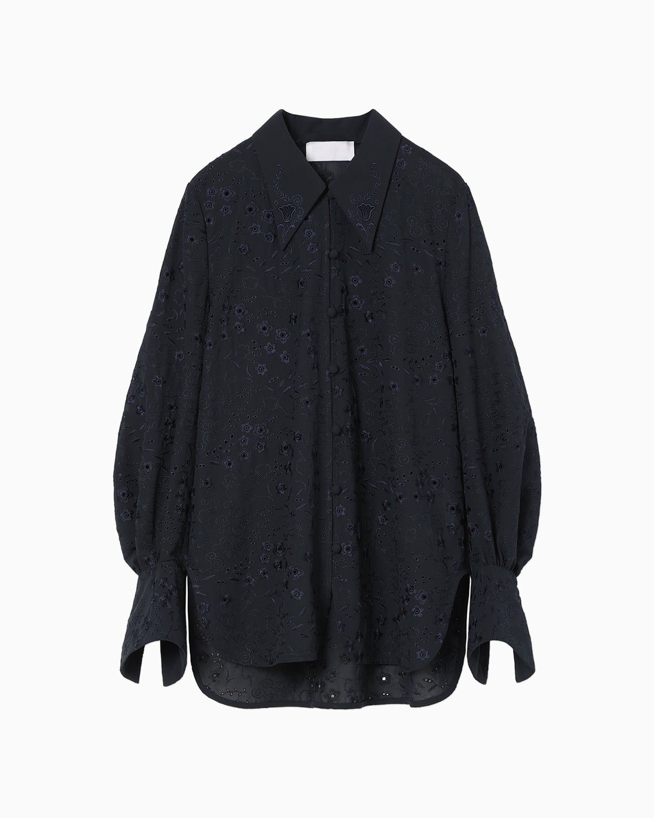 Triacetate Georgette Floral Embroidery Top - navy