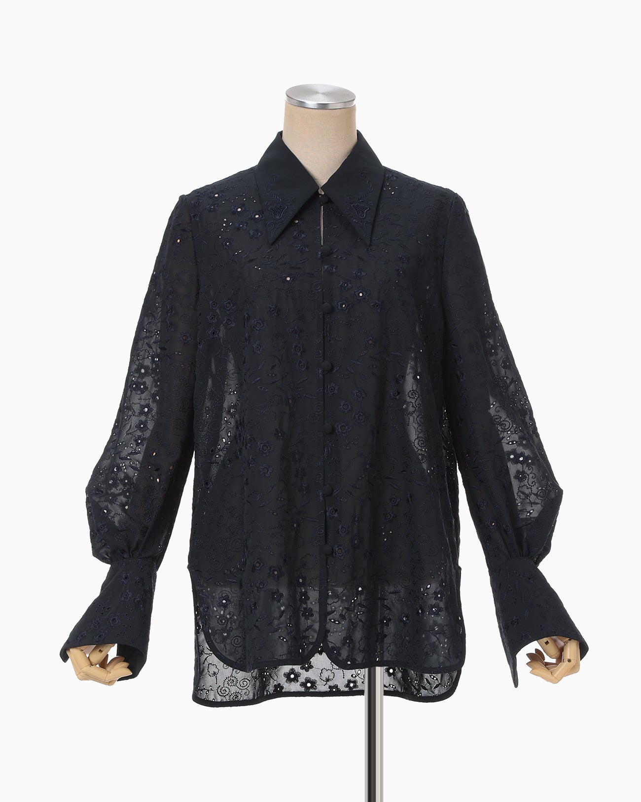 トップス Triacetate Floral Embroidery Blouse Triacetate Floral Embroidery