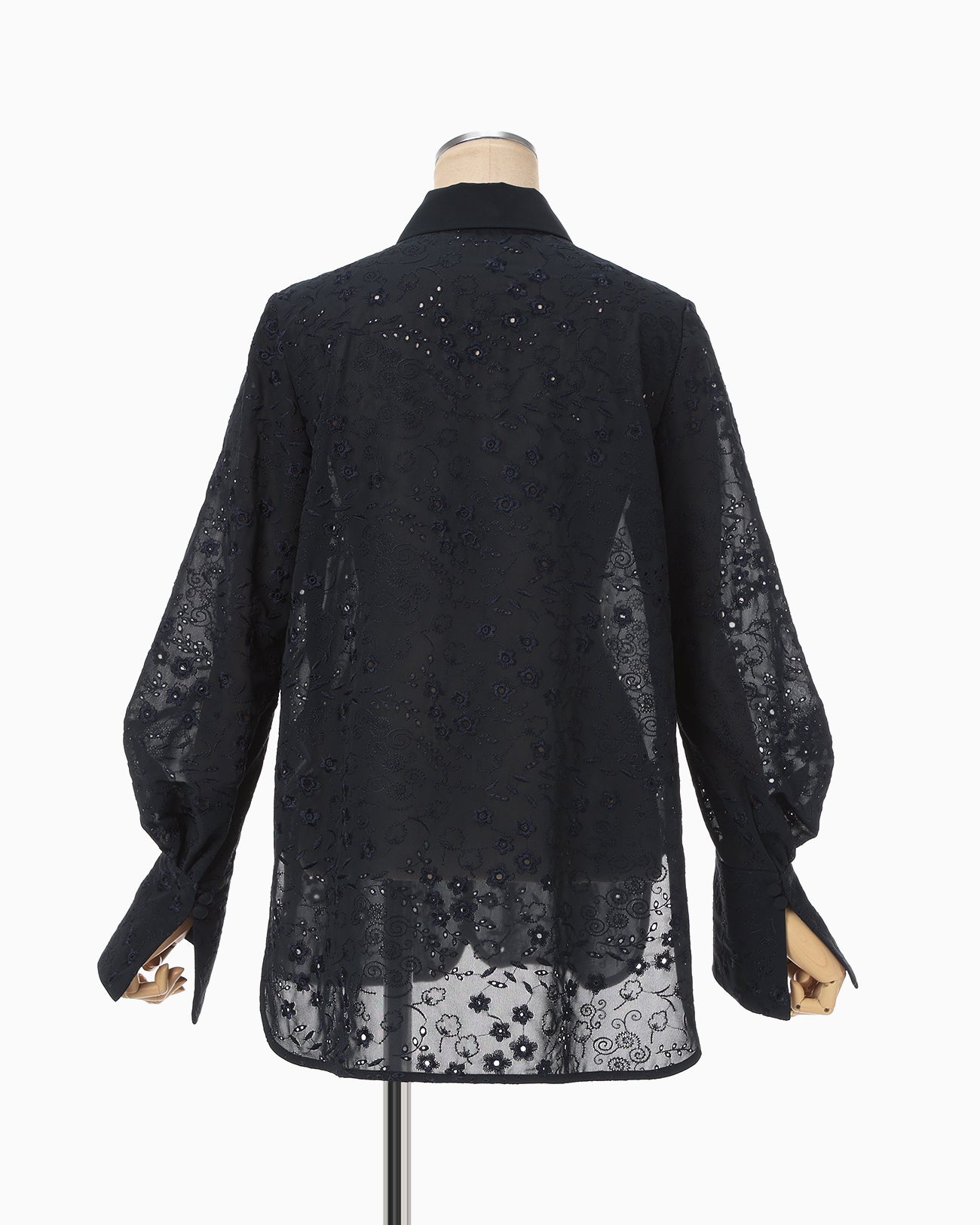 Triacetate Georgette Floral Embroidery Top - navy - Mame Kurogouchi