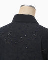 Triacetate Georgette Floral Embroidery Top - navy