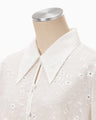 Triacetate Georgette Floral Embroidery Top - white