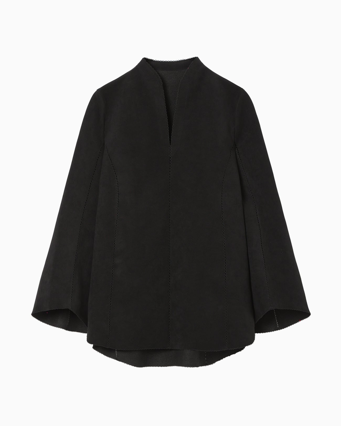 Synthetic Leather Fancy Ftitch Top - black × black