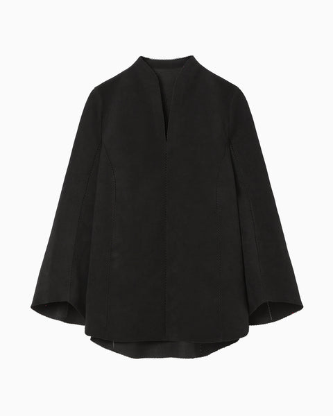 Synthetic Leather Fancy Ftitch Top - black × black