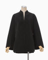 Synthetic Leather Fancy Ftitch Top - black × black