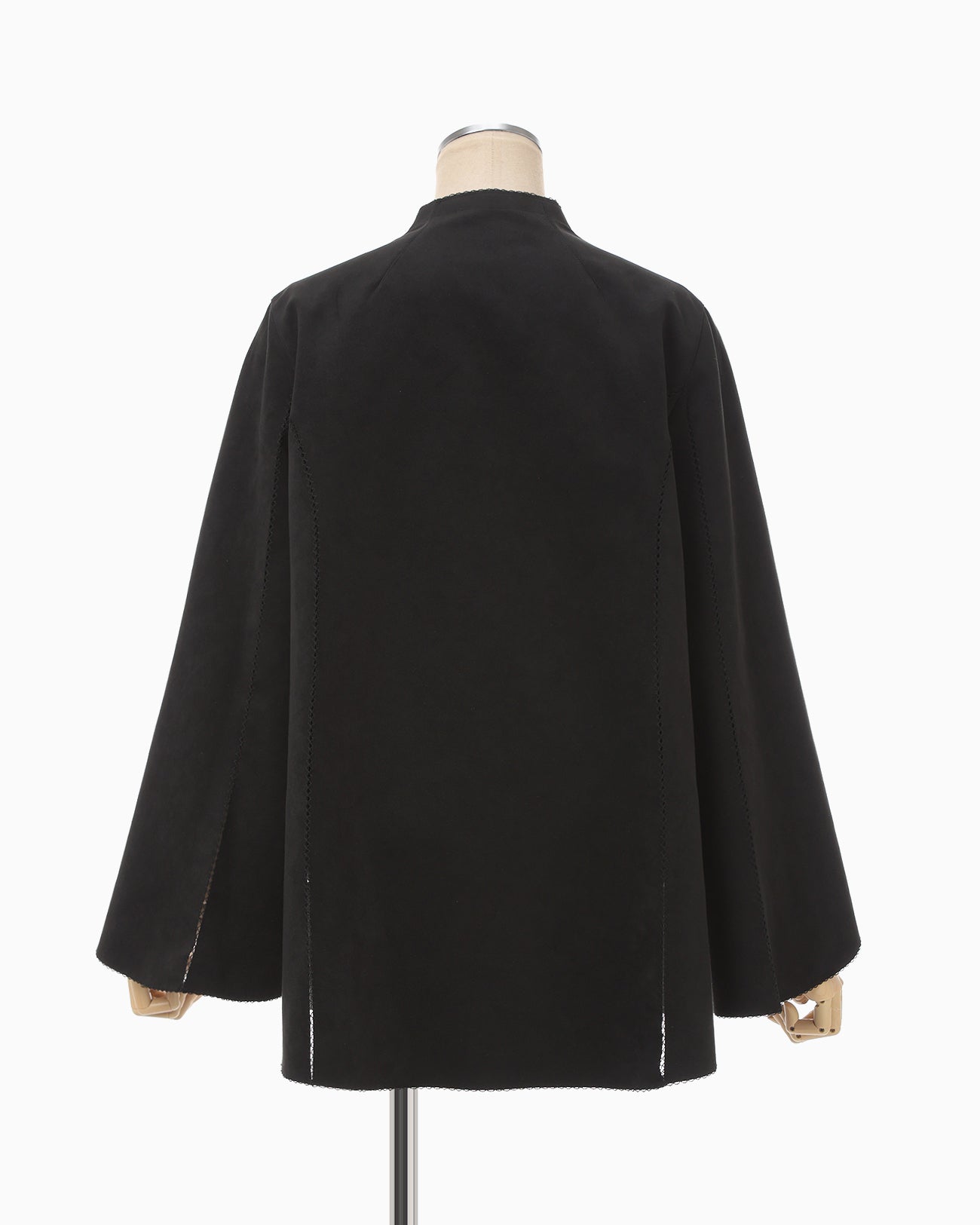 Synthetic Leather Fancy Ftitch Top - black × black