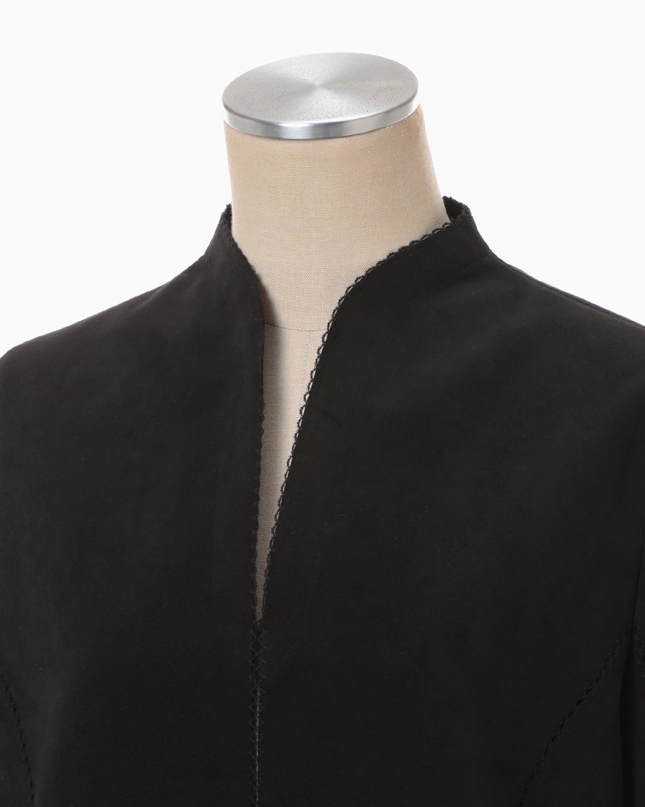 Synthetic Leather Fancy Ftitch Top - black × black